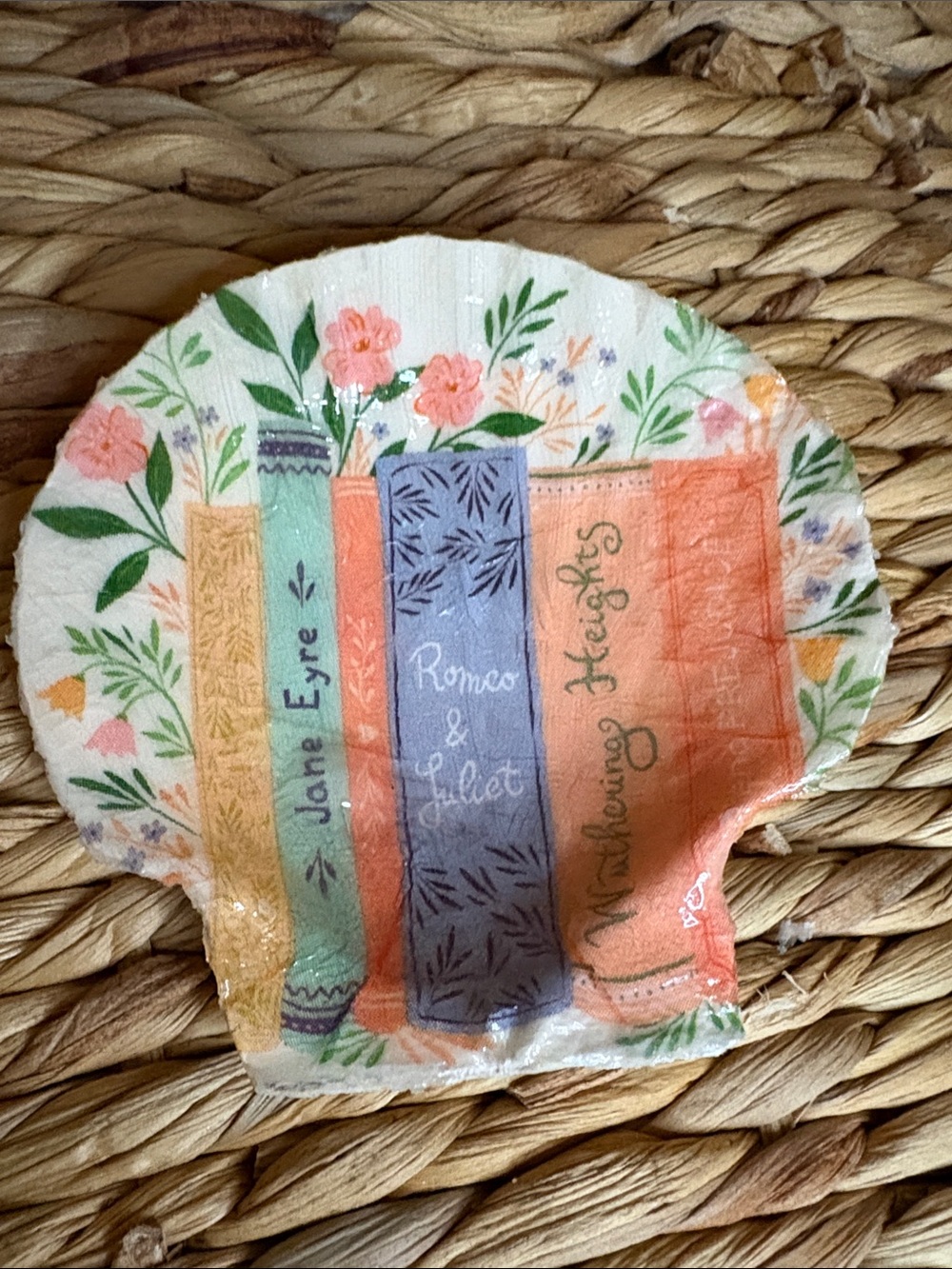 Floral Bookstack Shell Trinket Dish - Coral, Lavender, Mint
